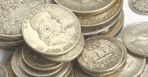 stacks of silver coins