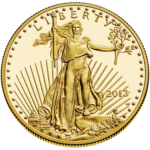obverse view of gold american eagle coin