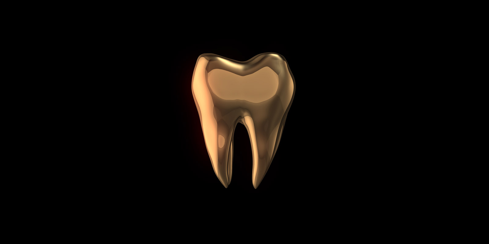 Golden tooth isolated on black background